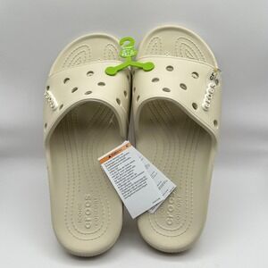 NWT Crocs Classic Slide Sandals Mens‎ 13 Beige Summer Beach Jibbitz Charm Pool